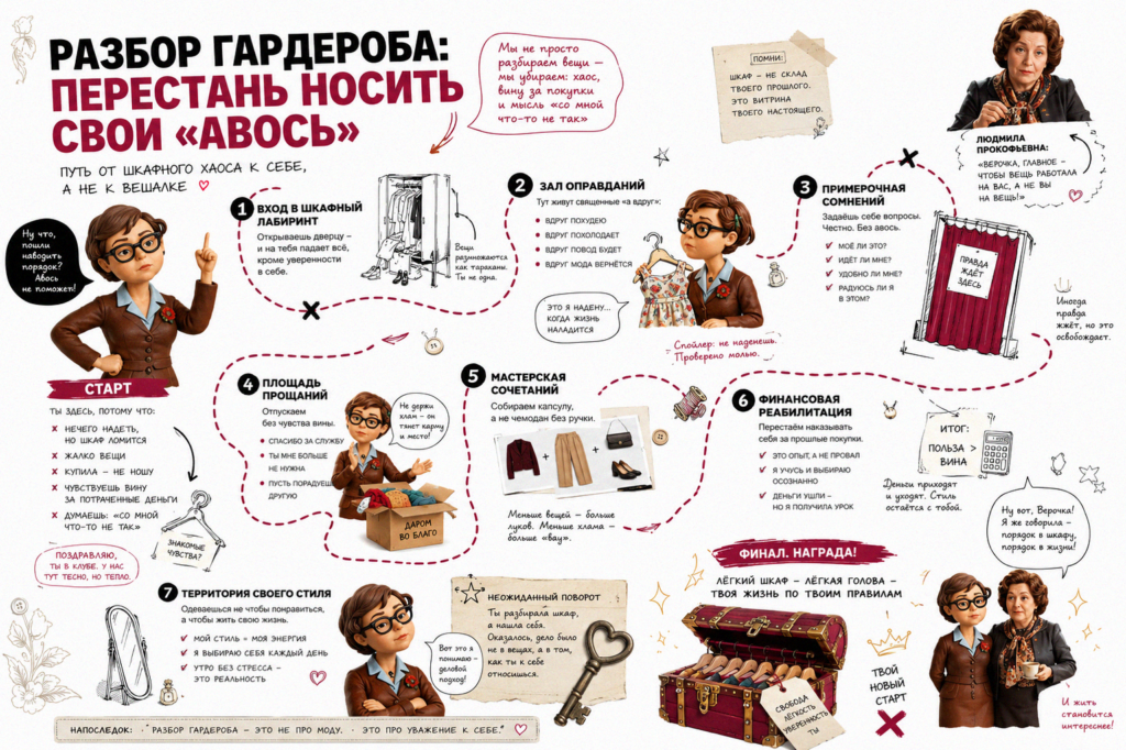 бродилка, разбор гардероба